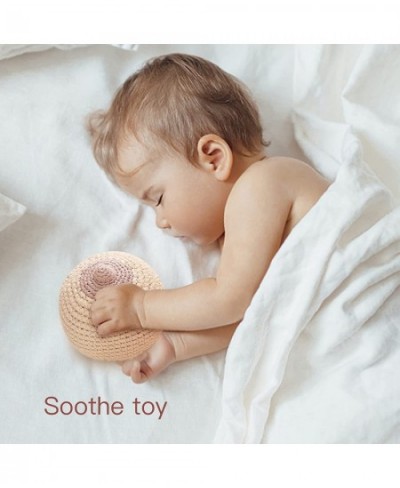 Crochet Baby Rattle Soothing Toy for Baby 0-12 Months Simulation Nipple Plush Handmade Shaker Rattle for Infant (Beige) $27.8...