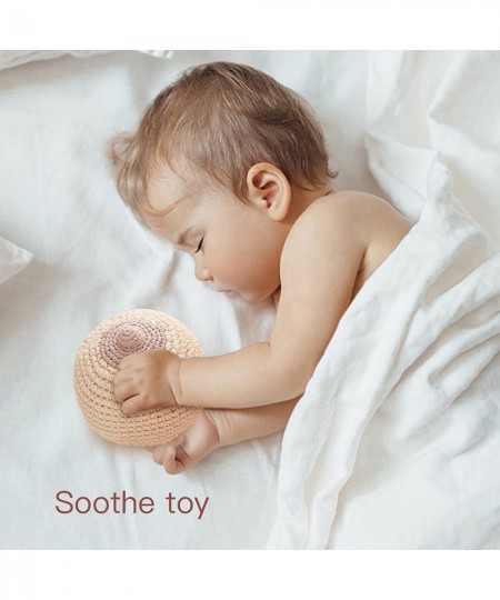 Crochet Baby Rattle Soothing Toy for Baby 0-12 Months Simulation Nipple Plush Handmade Shaker Rattle for Infant (Beige) $27.8...