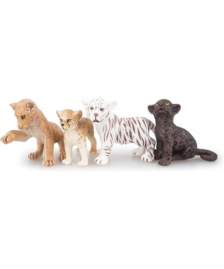 8PCS 2-5" Plastic Jungle Animals Figure Playset Includes Baby Animals Realistic Lion Tiger Cheetah Black Panther Figurines wi...