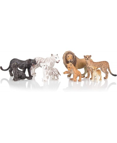 8PCS 2-5" Plastic Jungle Animals Figure Playset Includes Baby Animals Realistic Lion Tiger Cheetah Black Panther Figurines wi...