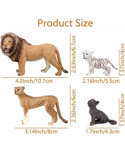 8PCS 2-5" Plastic Jungle Animals Figure Playset Includes Baby Animals Realistic Lion Tiger Cheetah Black Panther Figurines wi...