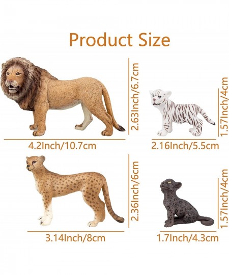 8PCS 2-5" Plastic Jungle Animals Figure Playset Includes Baby Animals Realistic Lion Tiger Cheetah Black Panther Figurines wi...