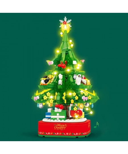 Christmas Tree Building Toy Sets DIY Building Blocks Music Box Christmas Holiday Construction Toy Gift for Boys Girls (486PCS...