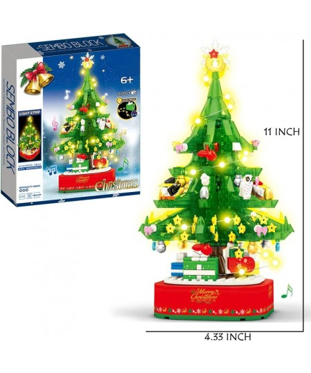 Christmas Tree Building Toy Sets DIY Building Blocks Music Box Christmas Holiday Construction Toy Gift for Boys Girls (486PCS...