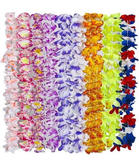 Hawaiian Leis 100pcs Luau Birthday Party Decorations Hawaiian Necklace Silk Flower leis for Luau Beach Birthday Party Decorat...