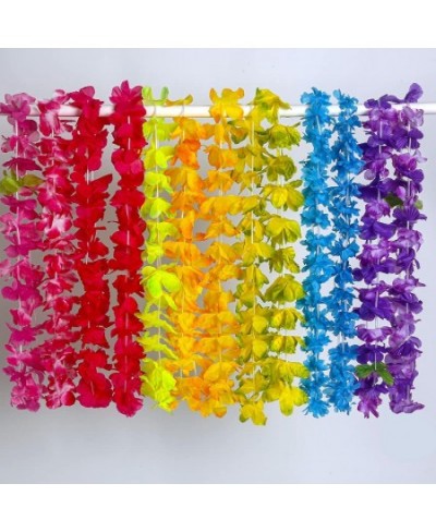 Hawaiian Leis 100pcs Luau Birthday Party Decorations Hawaiian Necklace Silk Flower leis for Luau Beach Birthday Party Decorat...