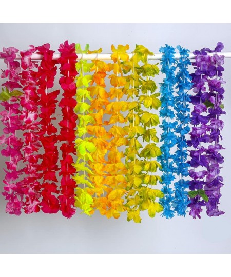 Hawaiian Leis 100pcs Luau Birthday Party Decorations Hawaiian Necklace Silk Flower leis for Luau Beach Birthday Party Decorat...