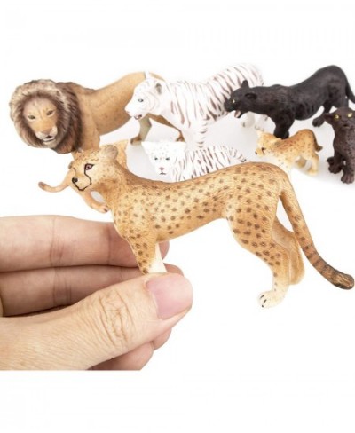 8PCS 2-5" Plastic Jungle Animals Figure Playset Includes Baby Animals Realistic Lion Tiger Cheetah Black Panther Figurines wi...