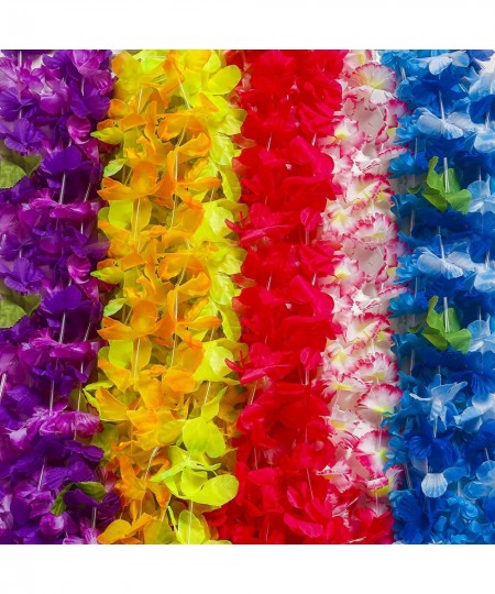 Hawaiian Leis 100pcs Luau Birthday Party Decorations Hawaiian Necklace Silk Flower leis for Luau Beach Birthday Party Decorat...