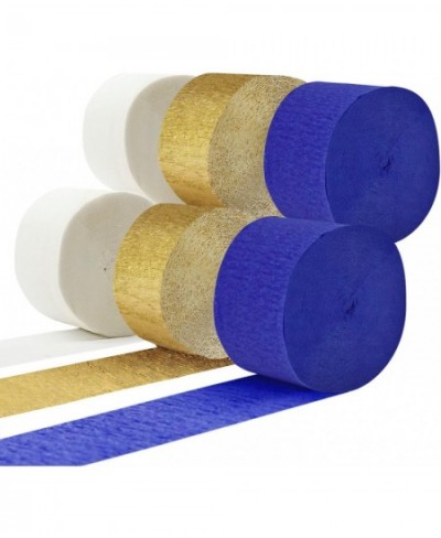 Crepe Paper Streamer Rolls Blue and Gold Party Decorations 492 Feet 6 Rolls Navy Blue Gold Ivory White Tassels Streamers for ...