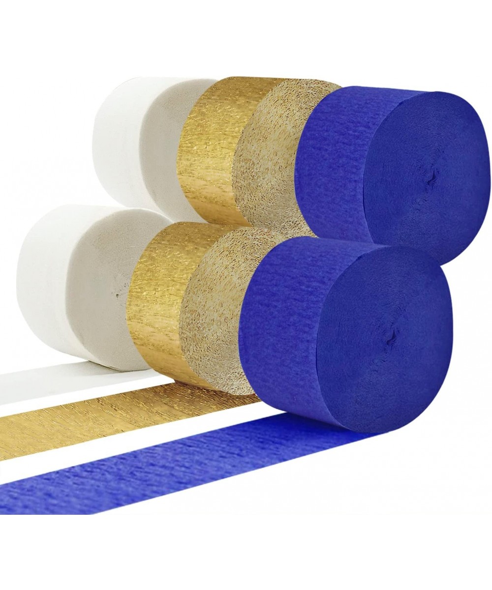 Crepe Paper Streamer Rolls Blue and Gold Party Decorations 492 Feet 6 Rolls Navy Blue Gold Ivory White Tassels Streamers for ...