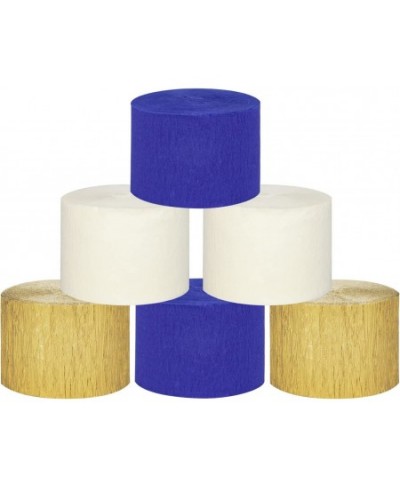 Crepe Paper Streamer Rolls Blue and Gold Party Decorations 492 Feet 6 Rolls Navy Blue Gold Ivory White Tassels Streamers for ...