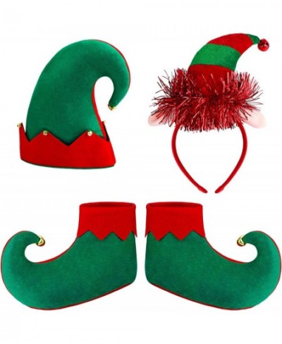 4 Pieces Kids Christmas Elf Costume Sets Xmas Holiday Elf Felt Hat Elf Shoes Christmas Costume Headband for Boys or Girls Chr...