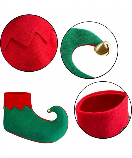 4 Pieces Kids Christmas Elf Costume Sets Xmas Holiday Elf Felt Hat Elf Shoes Christmas Costume Headband for Boys or Girls Chr...