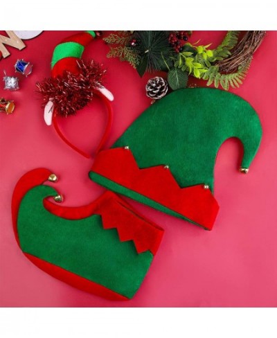 4 Pieces Kids Christmas Elf Costume Sets Xmas Holiday Elf Felt Hat Elf Shoes Christmas Costume Headband for Boys or Girls Chr...