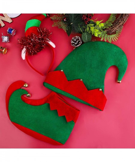 4 Pieces Kids Christmas Elf Costume Sets Xmas Holiday Elf Felt Hat Elf Shoes Christmas Costume Headband for Boys or Girls Chr...