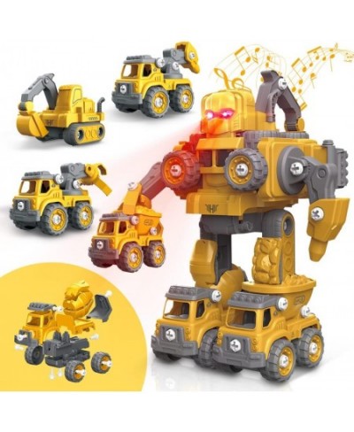 STEM Robot Toys for 5+ Year Old Boys 5 IN 1 Take Apart Construction Vehicles Transform Construction Robot Toys for Kids 3-5 E...