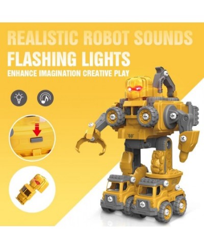 STEM Robot Toys for 5+ Year Old Boys 5 IN 1 Take Apart Construction Vehicles Transform Construction Robot Toys for Kids 3-5 E...