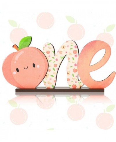 Peach ONE Letter Sign Wooden Centerpiece Spring Summer 1st Birthday Sweet Peach Table Topper Sign Decoration for One-year-old...