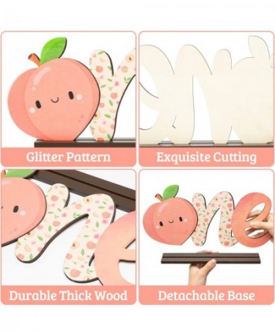 Peach ONE Letter Sign Wooden Centerpiece Spring Summer 1st Birthday Sweet Peach Table Topper Sign Decoration for One-year-old...