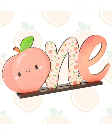 Peach ONE Letter Sign Wooden Centerpiece Spring Summer 1st Birthday Sweet Peach Table Topper Sign Decoration for One-year-old...