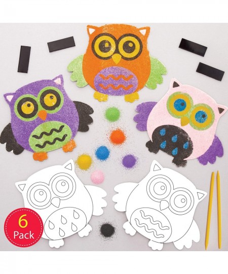 AW844 Owl Sand Art Magnets - Pack Of 6 Arts And Crafts For Kids Assorted $16.79 - Kids' Drawing & Writing Boards