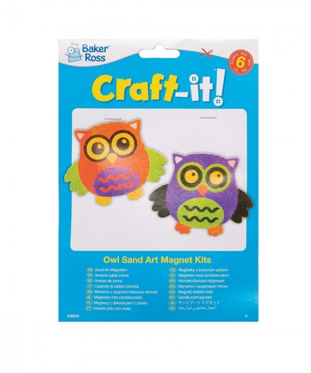 AW844 Owl Sand Art Magnets - Pack Of 6 Arts And Crafts For Kids Assorted $16.79 - Kids' Drawing & Writing Boards