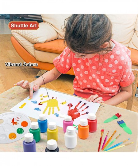 Washable Finger Paint Set 33 Pack Kids Paint Set with 10 Colors (60ml) Finger Paints Brushes Finger Paint Pad SpongeBrushes P...