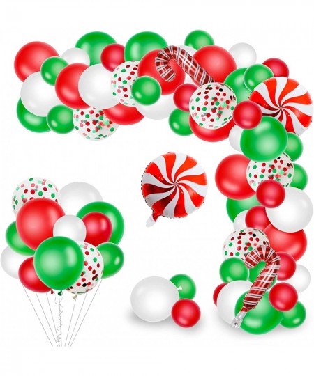 Christmas Balloon Garland Kit 117 Pack Christmas Balloon Arch with Red Green White Balloons Candy Cane Windmill Foil Balloons...