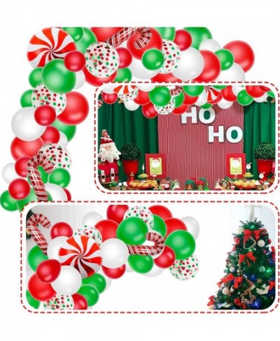 Christmas Balloon Garland Kit 117 Pack Christmas Balloon Arch with Red Green White Balloons Candy Cane Windmill Foil Balloons...