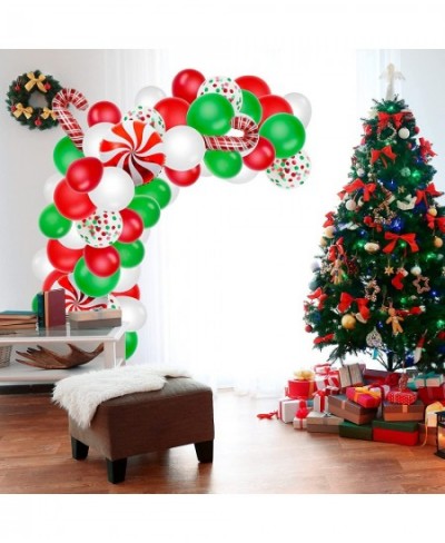 Christmas Balloon Garland Kit 117 Pack Christmas Balloon Arch with Red Green White Balloons Candy Cane Windmill Foil Balloons...