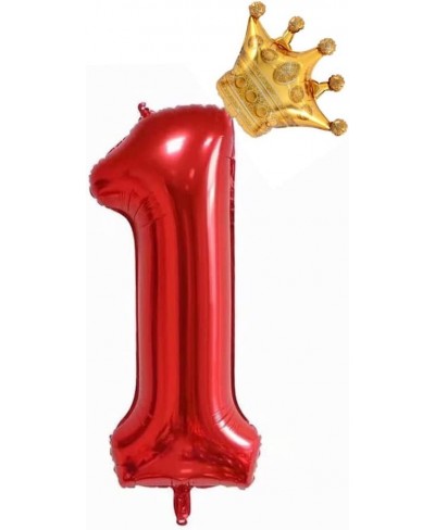 40 inch Red Crown Number 1 Balloon Giant Large Aluminum Film Number 1 Balloon 1st Birthday Decoration Balloons Children's Bir...