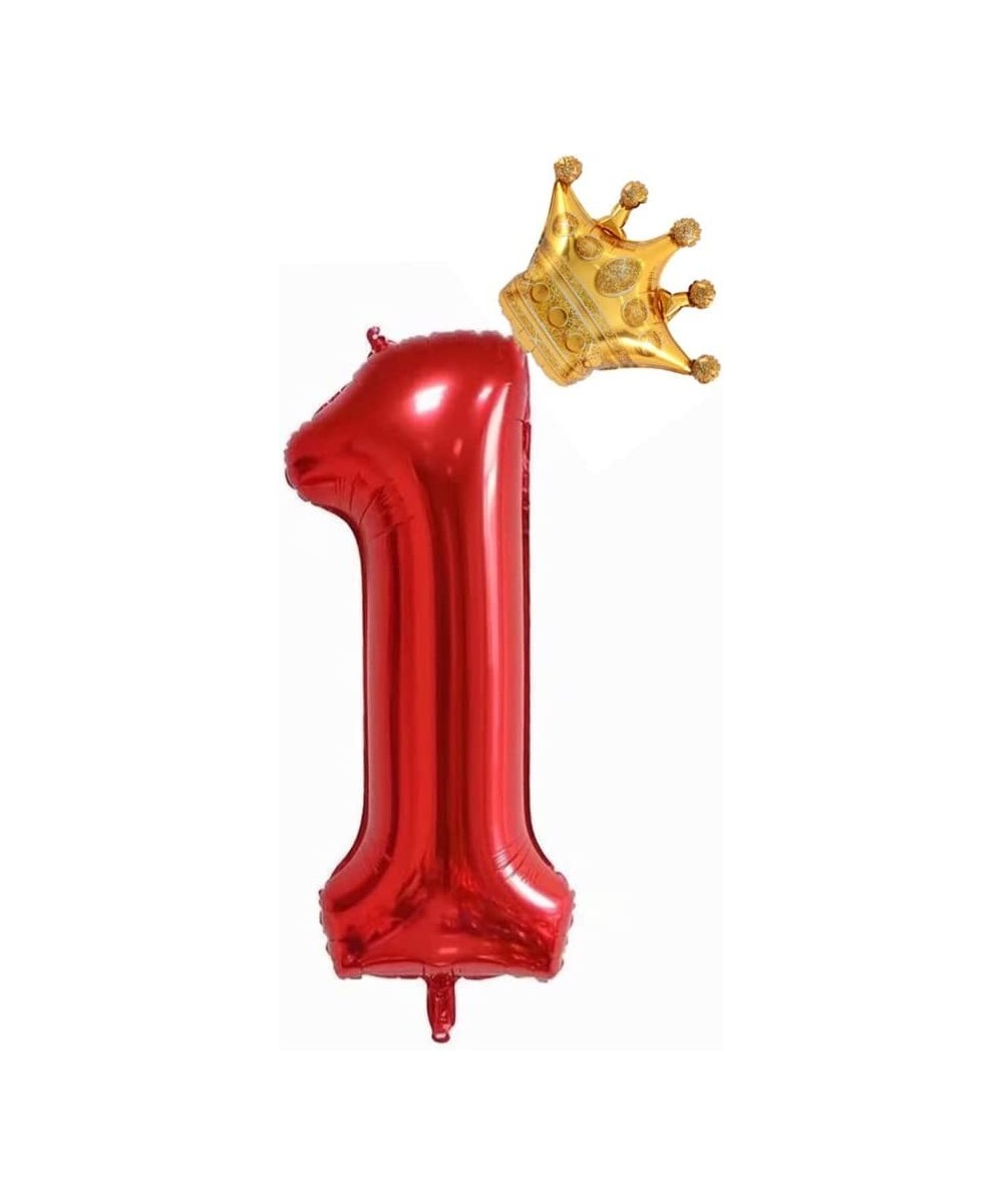 40 inch Red Crown Number 1 Balloon Giant Large Aluminum Film Number 1 Balloon 1st Birthday Decoration Balloons Children's Bir...