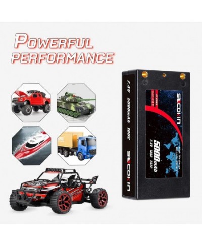 7.4V 2S Lipo Battery 5000mAh 100C Shorty Hard Case RC Battery with 4mm Bullet Deans Connector for RC 1/10 Scale Vehicles Car ...