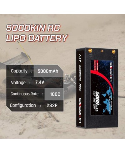 7.4V 2S Lipo Battery 5000mAh 100C Shorty Hard Case RC Battery with 4mm Bullet Deans Connector for RC 1/10 Scale Vehicles Car ...