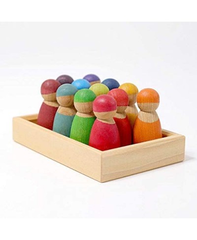 Rainbow '12 Friends' Set of Wooden Sorting & Matching Rainbow Peg Dolls with Rectangle Storage Tray $44.01 - Early Developmen...