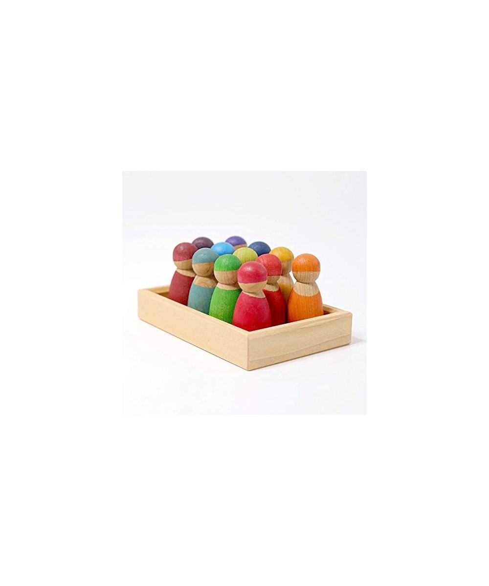 Rainbow '12 Friends' Set of Wooden Sorting & Matching Rainbow Peg Dolls with Rectangle Storage Tray $44.01 - Early Developmen...