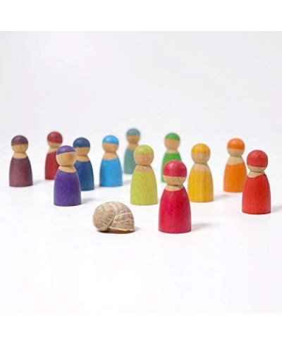 Rainbow '12 Friends' Set of Wooden Sorting & Matching Rainbow Peg Dolls with Rectangle Storage Tray $44.01 - Early Developmen...