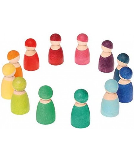 Rainbow '12 Friends' Set of Wooden Sorting & Matching Rainbow Peg Dolls with Rectangle Storage Tray $44.01 - Early Developmen...