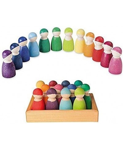 Rainbow '12 Friends' Set of Wooden Sorting & Matching Rainbow Peg Dolls with Rectangle Storage Tray $44.01 - Early Developmen...