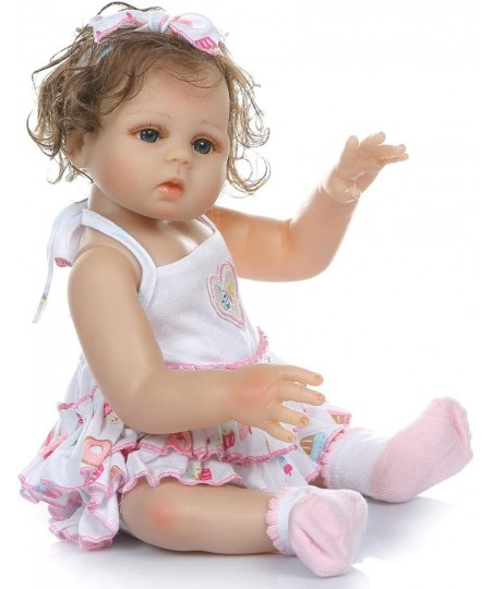 18inch 47cm Cute Soft Hand Rooted Curly Hair Silicone Vinyl Full Body Reborn Baby Dolls Look Real Preemie Collectible Newborn...