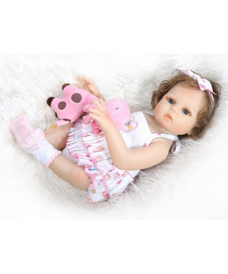 18inch 47cm Cute Soft Hand Rooted Curly Hair Silicone Vinyl Full Body Reborn Baby Dolls Look Real Preemie Collectible Newborn...