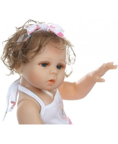 18inch 47cm Cute Soft Hand Rooted Curly Hair Silicone Vinyl Full Body Reborn Baby Dolls Look Real Preemie Collectible Newborn...