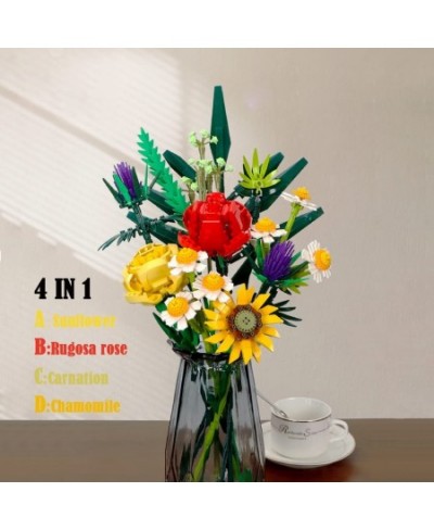 New 2021 Unique DIY Artificial Flower Bouquet Building Kit Flowers Sets 161 pcs Bonsai Decoration Creative Idea Stacking Bloc...