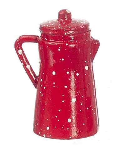 Dollhouse Red Spotted Coffee Pot Miniature Kitchen Accessory Metal 1:12 Scale $17.73 - Dollhouse Accessories