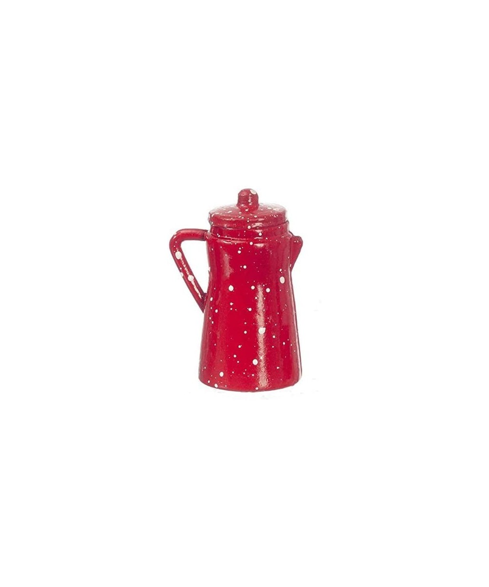 Dollhouse Red Spotted Coffee Pot Miniature Kitchen Accessory Metal 1:12 Scale $17.73 - Dollhouse Accessories