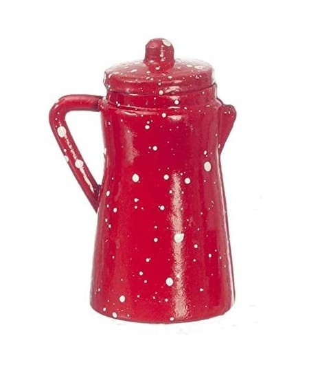 Dollhouse Red Spotted Coffee Pot Miniature Kitchen Accessory Metal 1:12 Scale $17.73 - Dollhouse Accessories