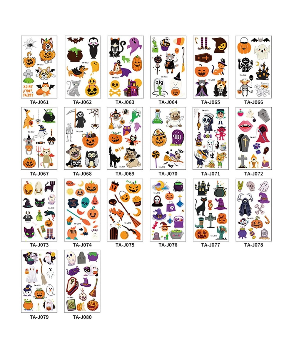 20 Sheets Halloween Temporary Tattoos For Kids Favors Halloween Party Decorations Pumpkin/Candy/Ghost/Bat Tattoo Stickers Hal...