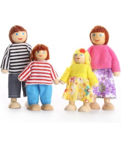 Lovely Happy Family Dolls Playset Wooden Figures Set of 7 People with DIY Horse for Kids Children Toddlers Dollhouse Pretend ...