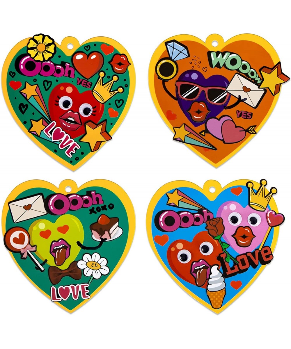 Valentines Craft Kits 16 Sets DIY Heart Crafts with Heart Stickers Valentines Day Craft Gifts for Kids Classroom School Excha...